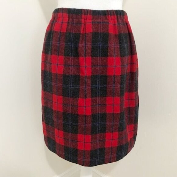 Talbots Petites Red Tartan Plaid Wool Blend Button Wrap Skirt Size 10P - Picture 6 of 8